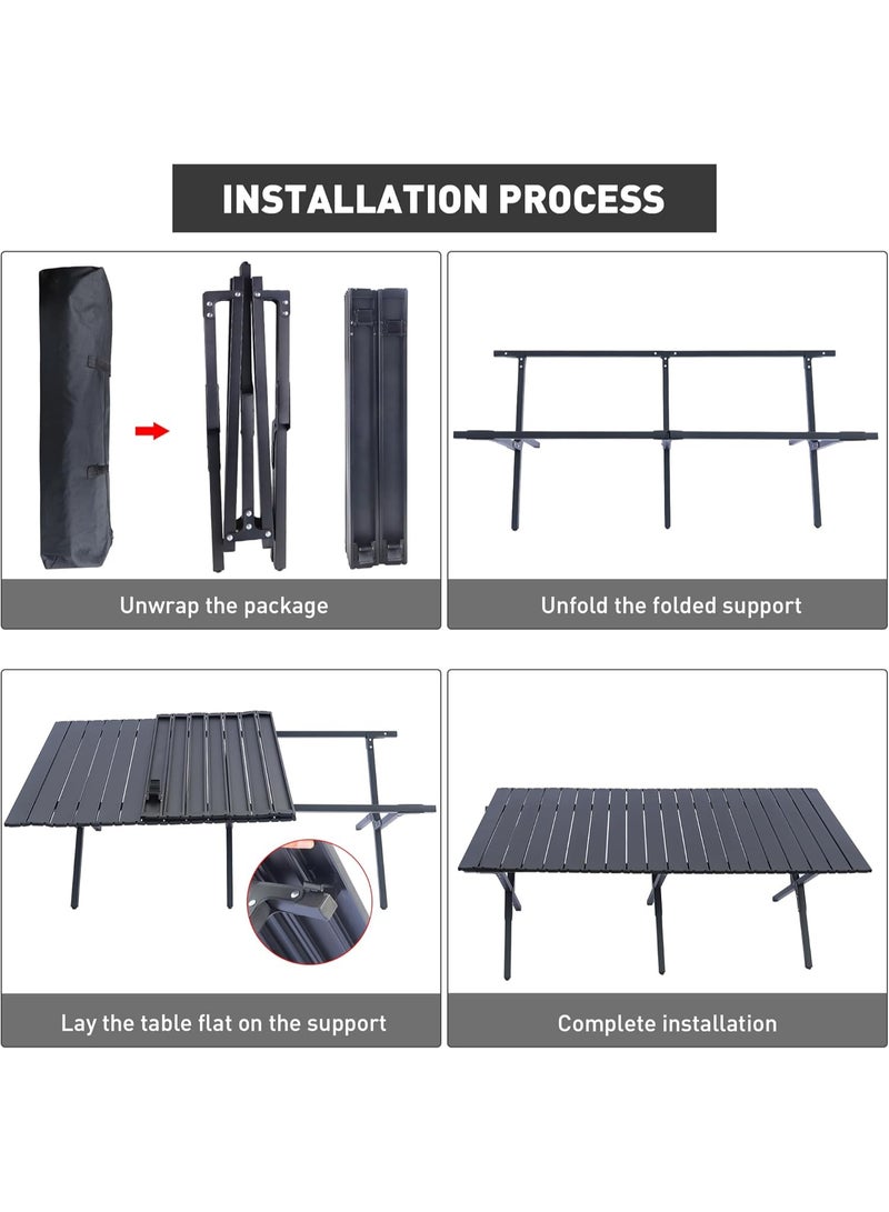 DubaiGallery Outdoor Foldable Camping Table 120×60×45 CM Strong Metal Slat Panel, Lightweight Compact Build with Carry Bag for BBQ, Picnic, Hiking, Travel - Image 4